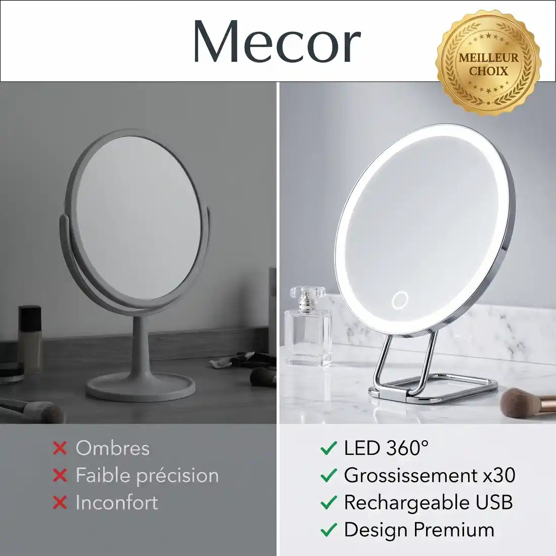 Lumière – Miroir Coiffeuse avec Lumière LED