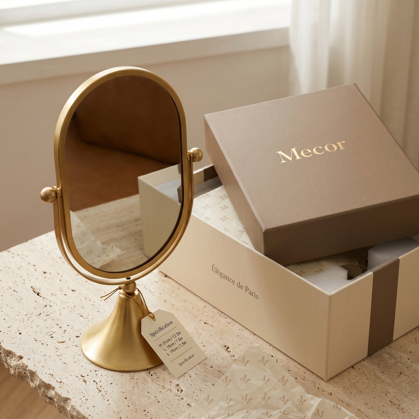 Glorène – Miroir Coiffeuse Pivotant