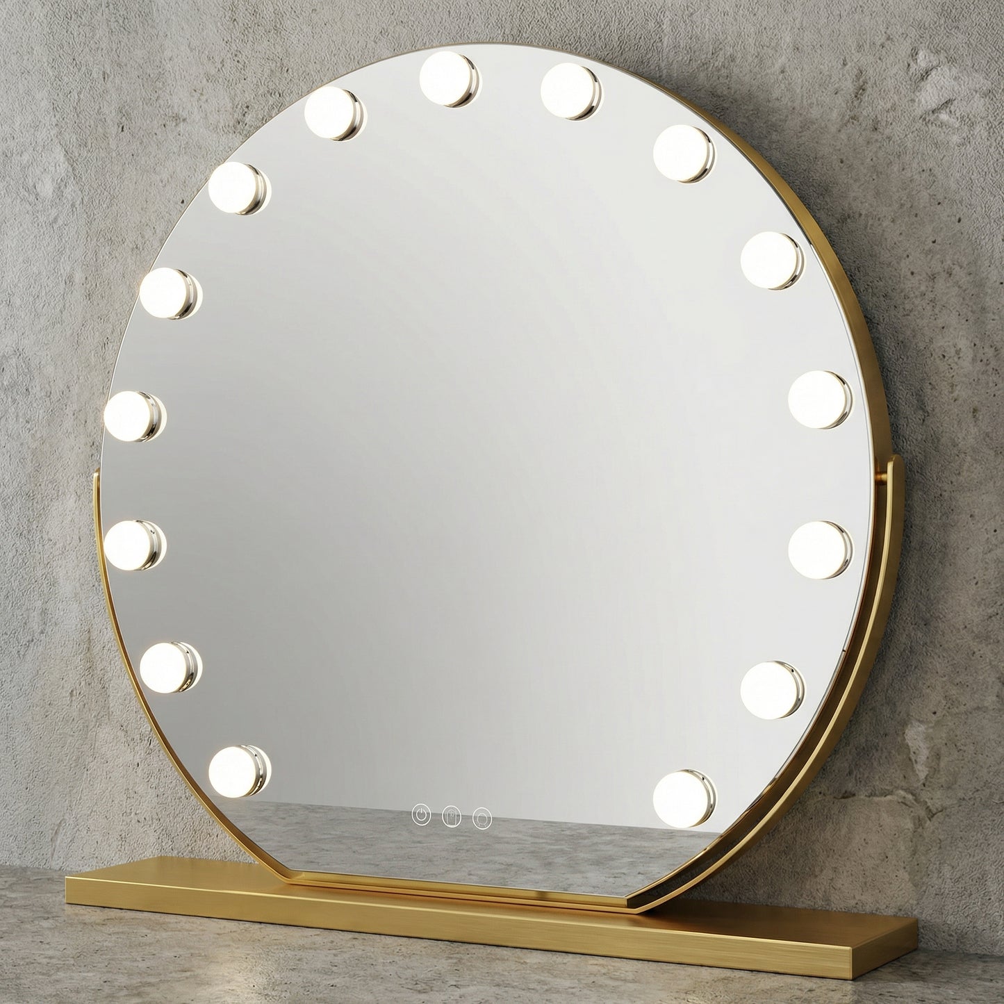 Miroir Hollywood Rond LED Doré Luxe
