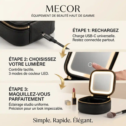 Velorie – Miroir de Coiffeuse Lumineux avec Trousse