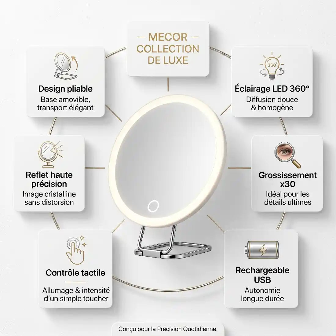 Lumière – Miroir Coiffeuse avec Lumière LED