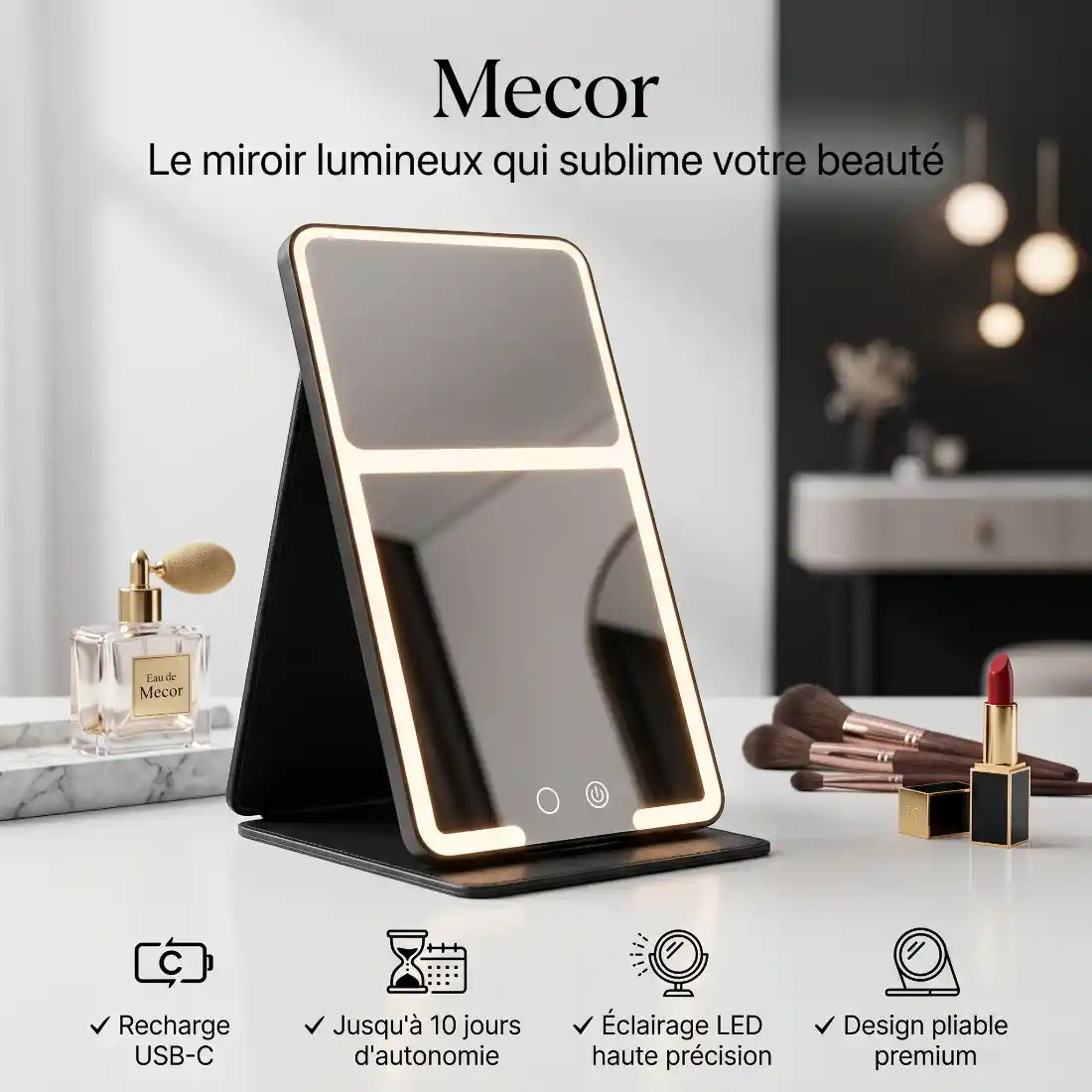 Velorie – Miroir Coiffeuse Lumineux LED