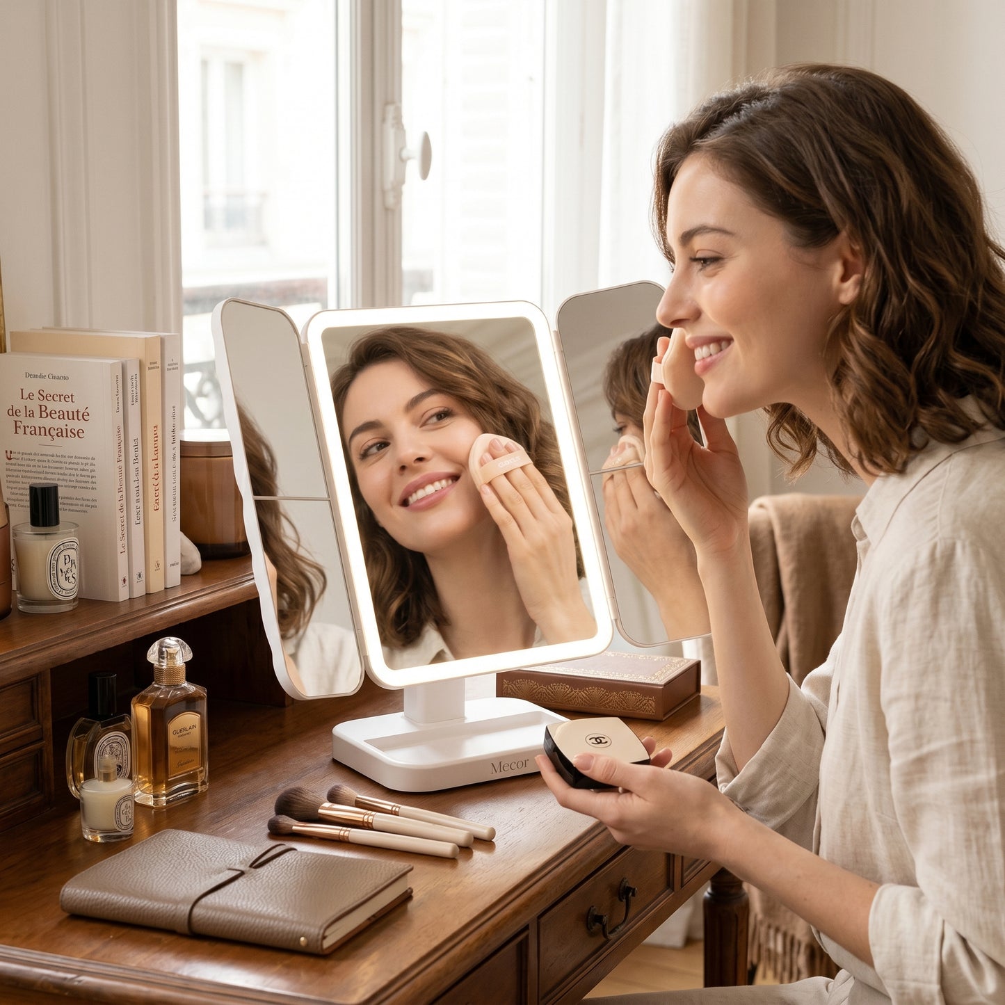 Lumirève – Miroir Coiffeuse LED Triptyque