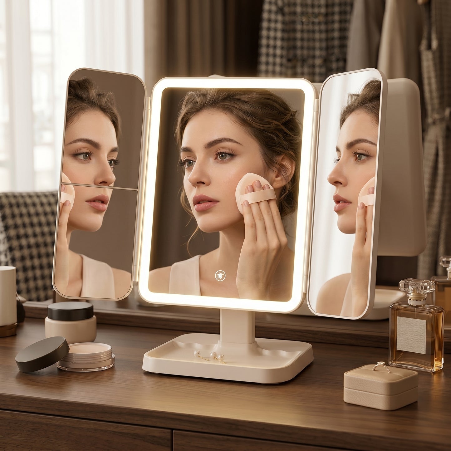 Lumirève – Miroir Coiffeuse LED Triptyque