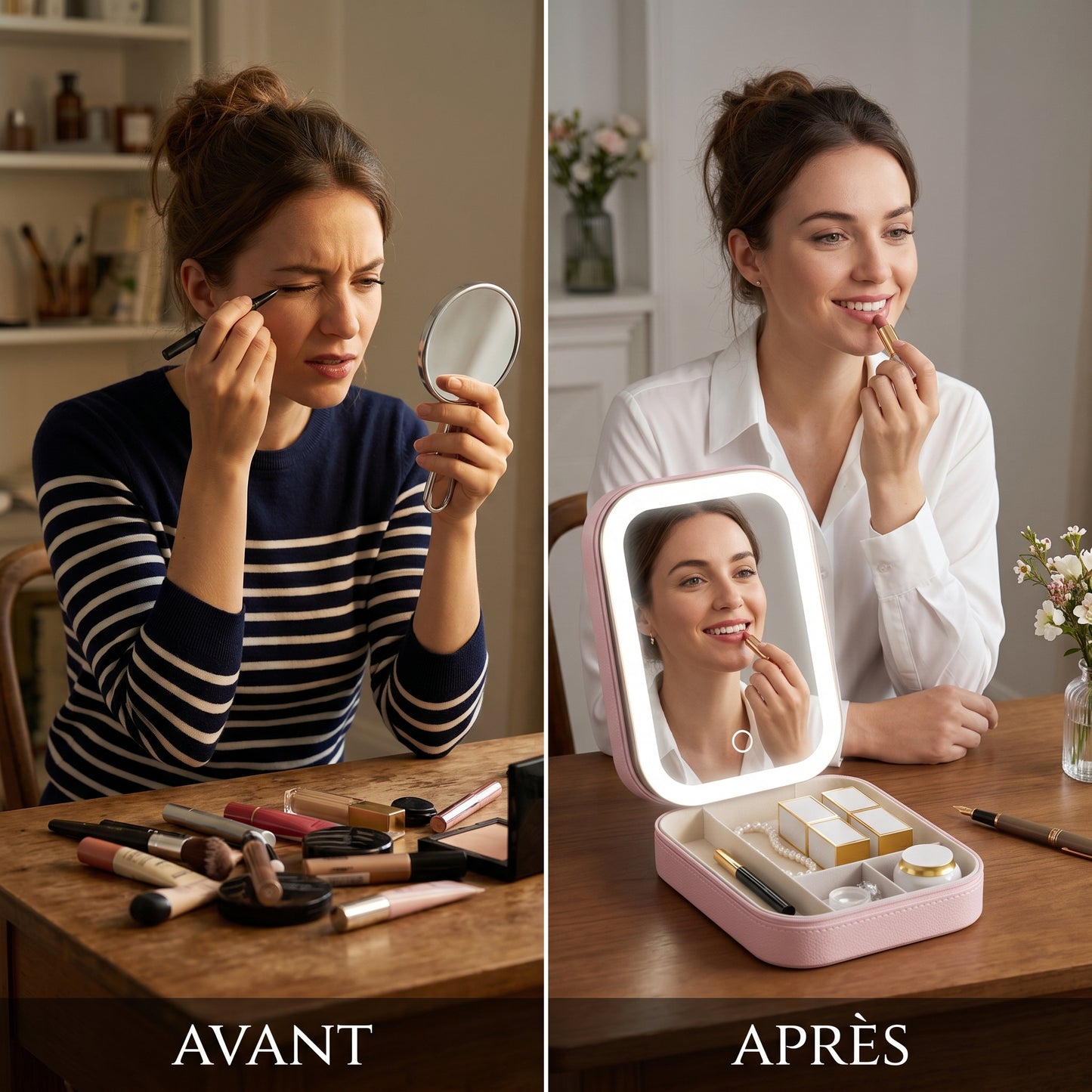 Lumirine – Miroir de Coiffeuse LED Lumineux avec Rangement