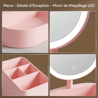 Lumière – Miroir Coiffeuse LED avec Rangement