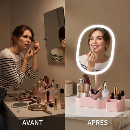 Lumière – Miroir Coiffeuse LED avec Rangement