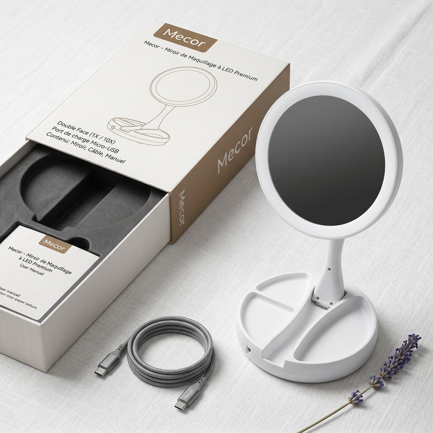 Lumiréva – Miroir de Coiffeuse LED Grossissant