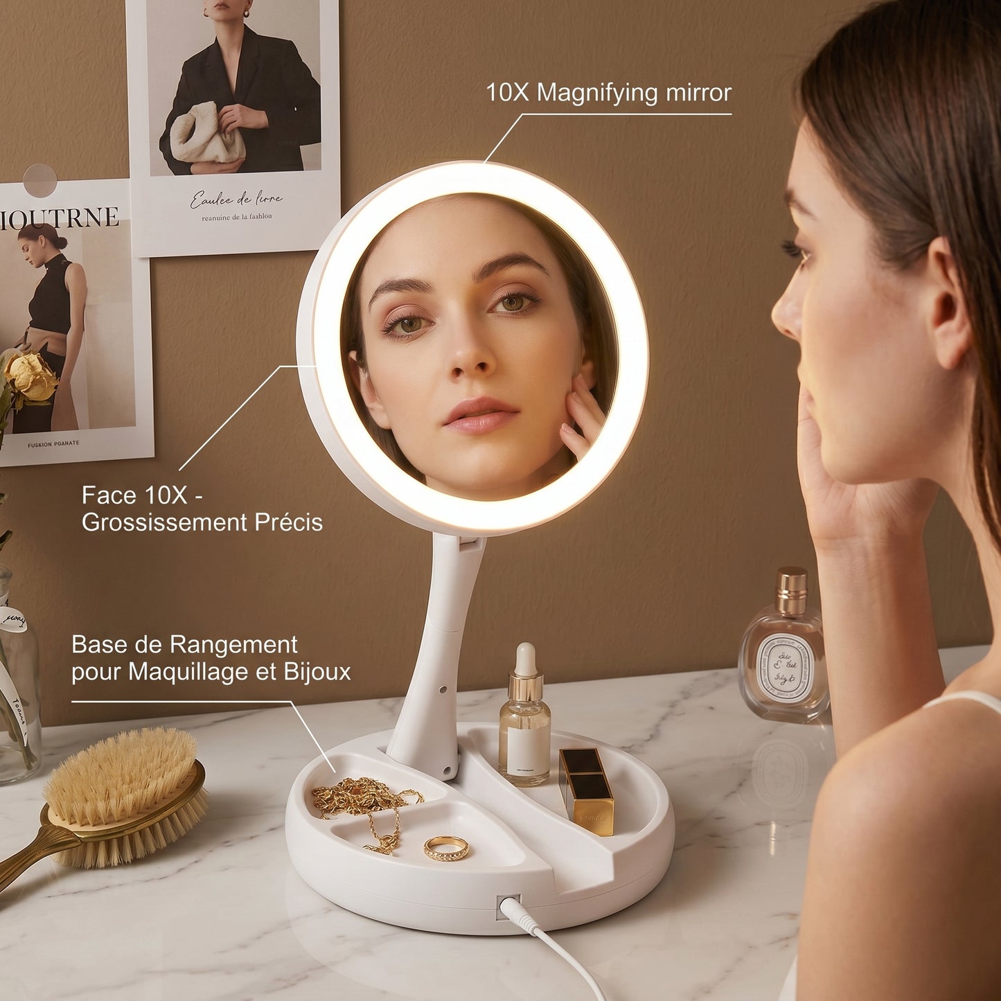 Lumiréva – Miroir de Coiffeuse LED Grossissant