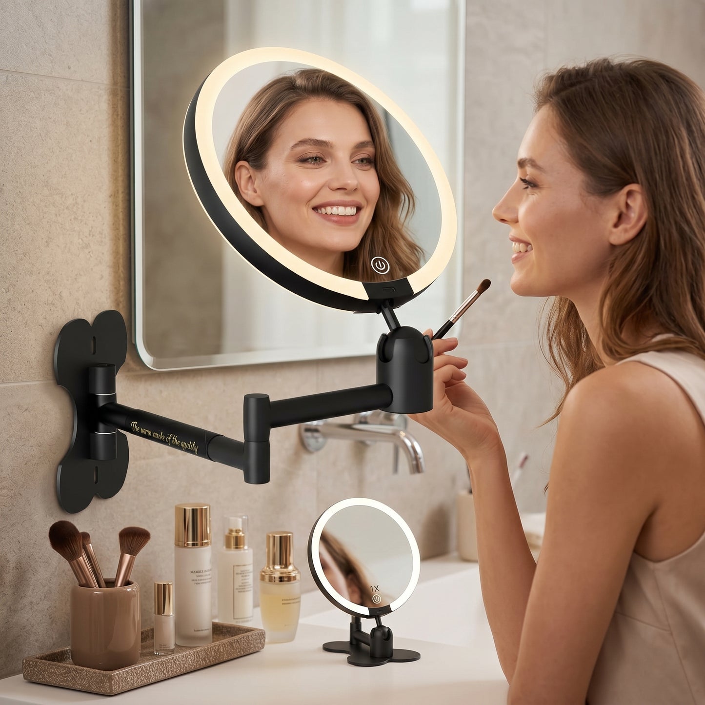 Lumivara – Miroir de Maquillage LED Mural