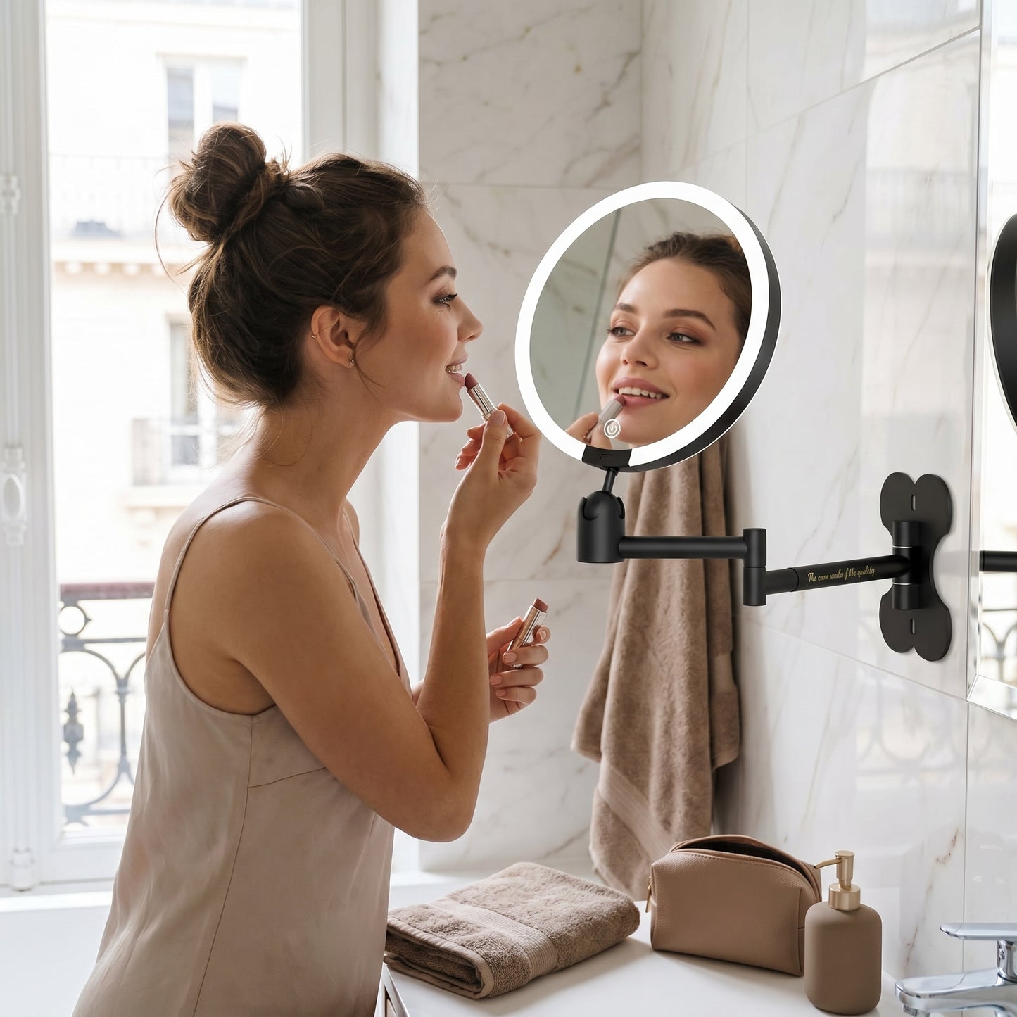 Lumivara – Miroir de Maquillage LED Mural