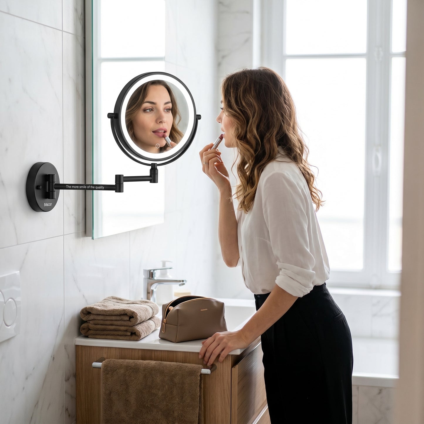 Lumivara – Miroir de Maquillage LED Mural