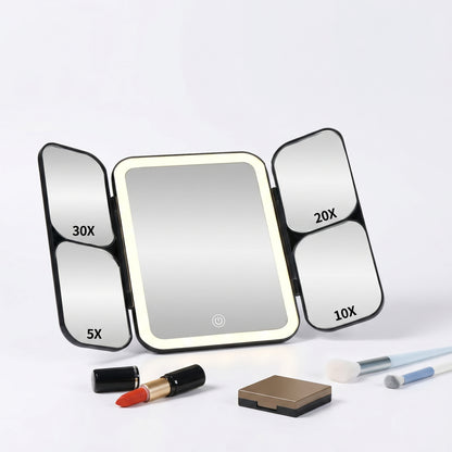 Lumirève – Miroir de Coiffeuse LED Triptyque Grossissant