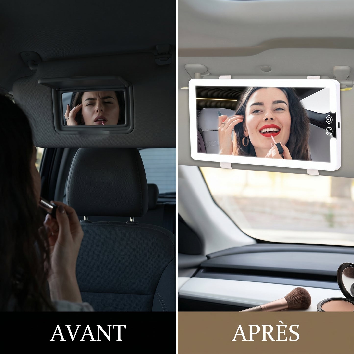 Visorée – Miroir Maquillage Voiture LED