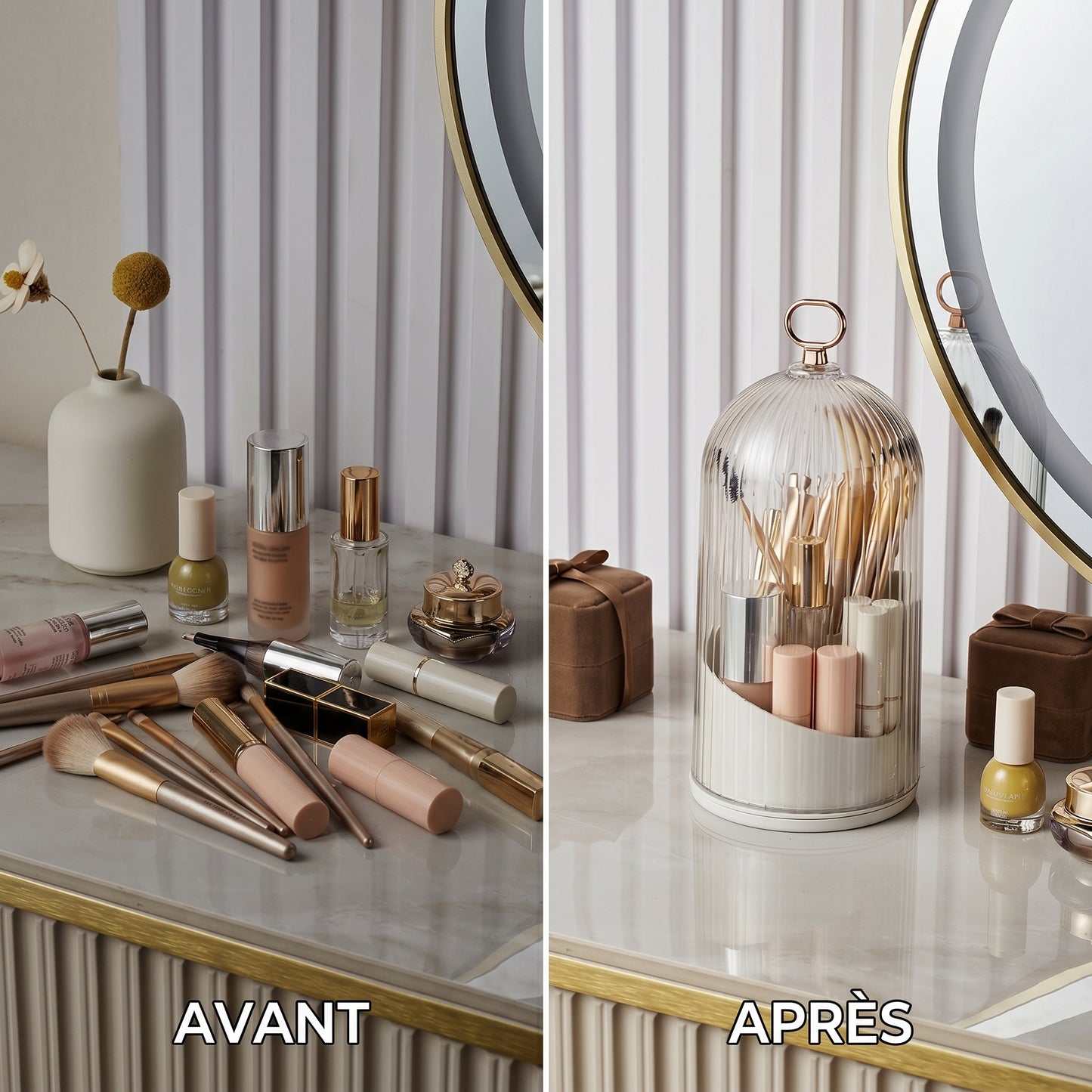 Clochère – Organisateur Maquillage Rotatif sous Cloche