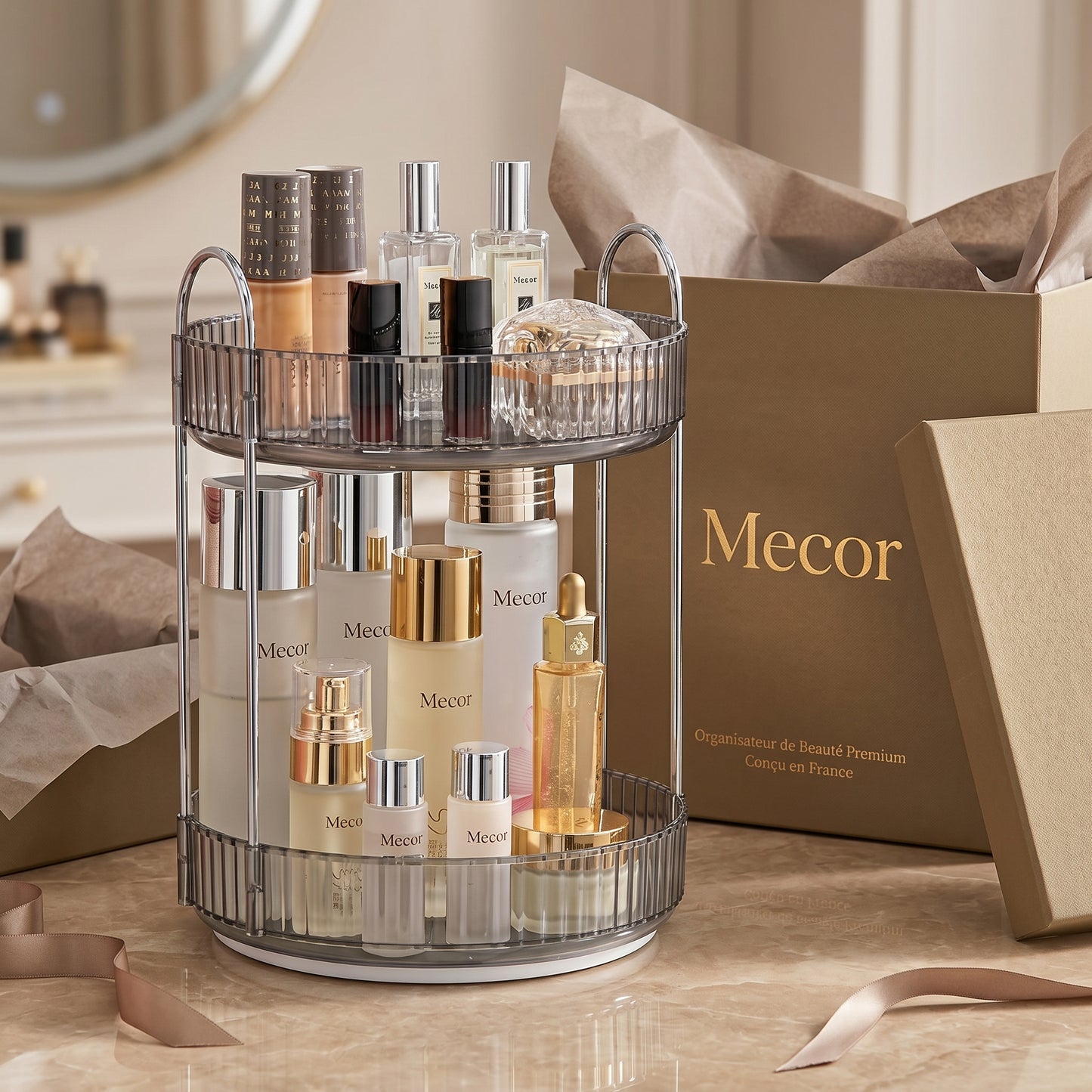 Veluria – Organisateur Maquillage Vanité 2 Niveaux