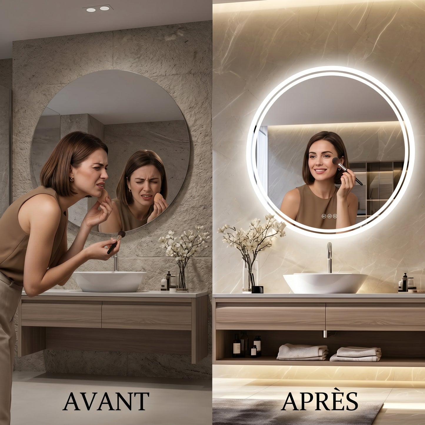 Lumivara – Miroir LED Rond Salle de Bain