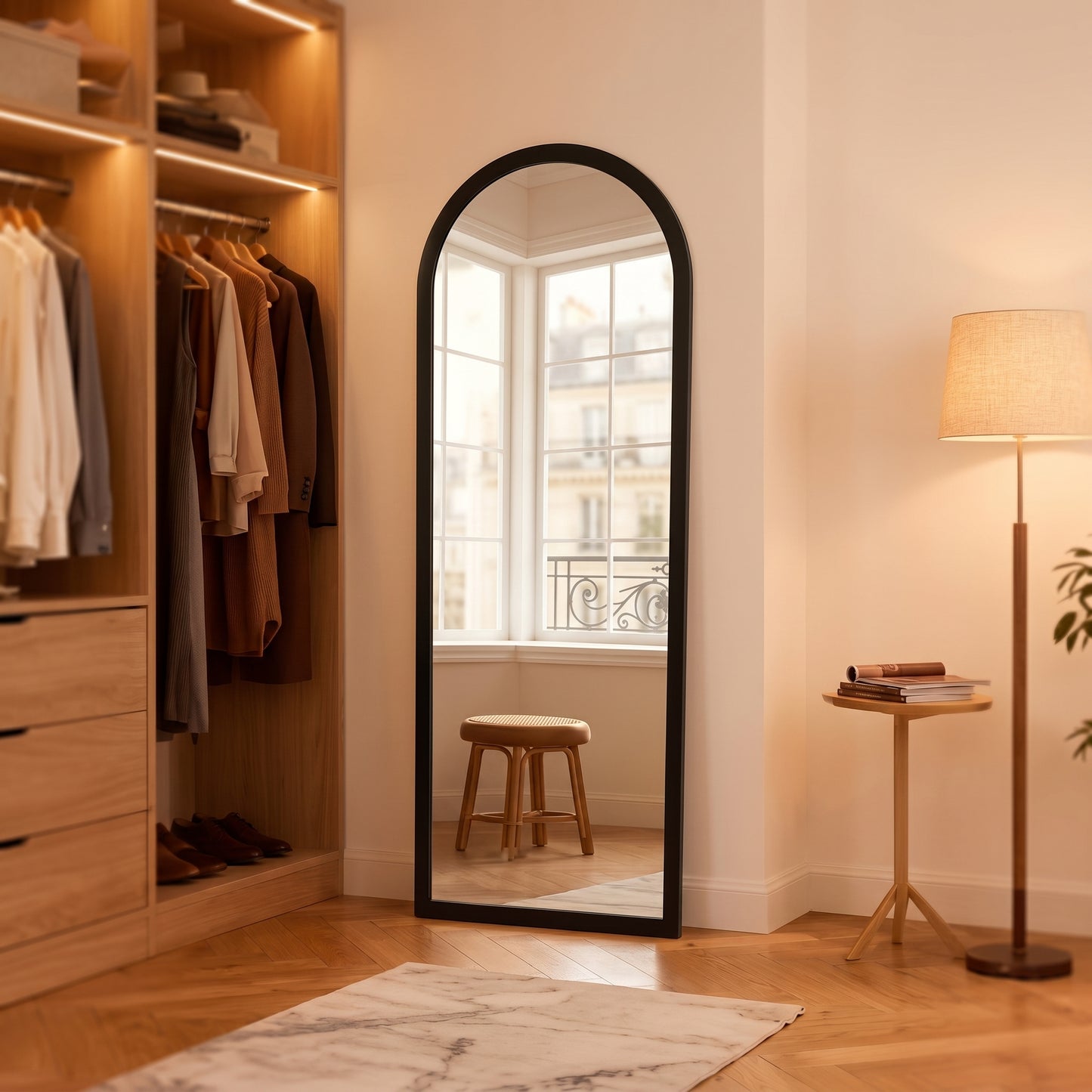 Arcelyne – Miroir Pleine Longueur Arche en Bois Massif