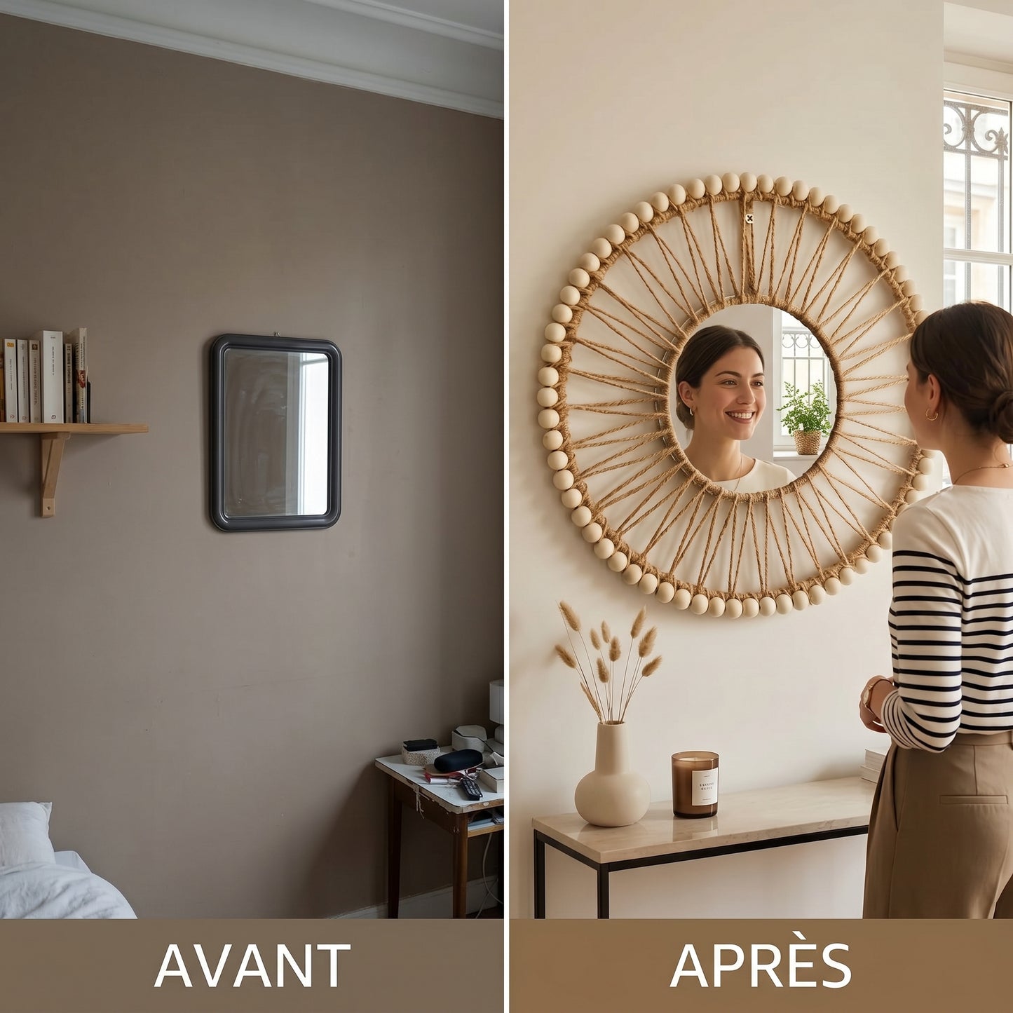 Valéa – Miroir Mural Décoratif Tressé