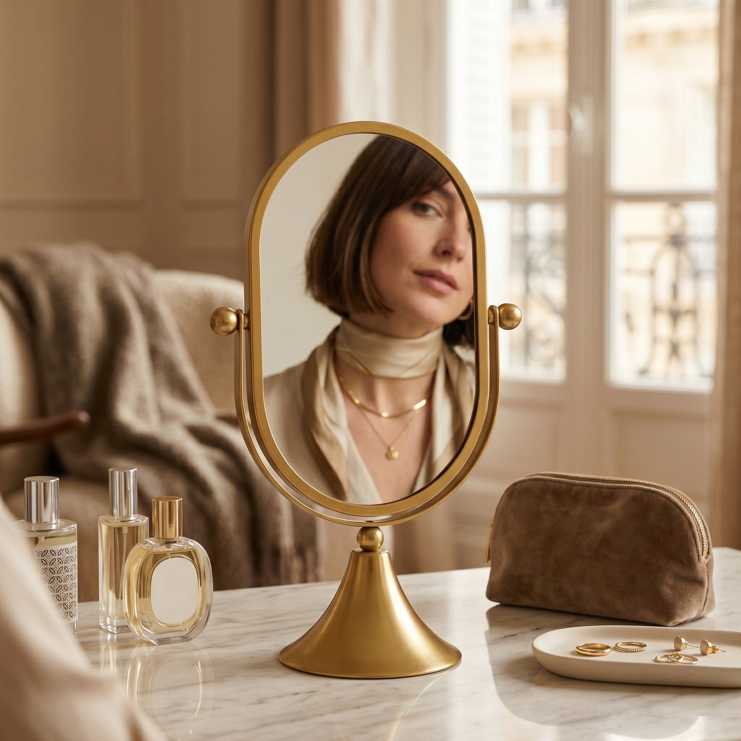 Glorène – Miroir Coiffeuse Pivotant