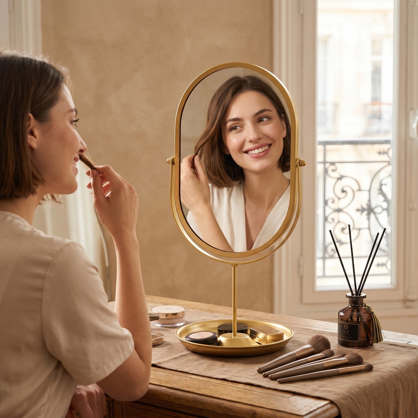 Aurorève – Miroir Coiffeuse Ovale Rotatif