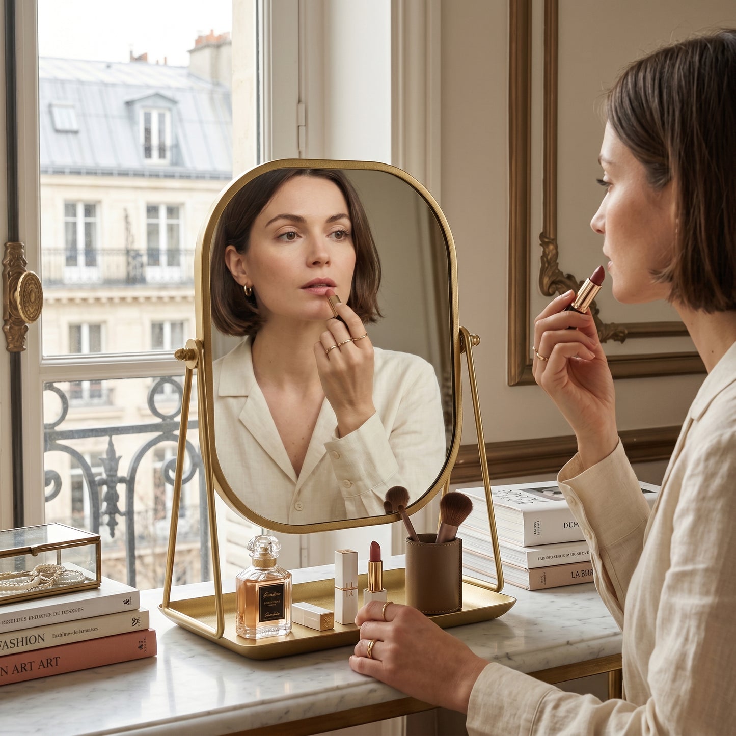 Miralune – Miroir Coiffeuse Doré Rétro
