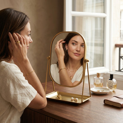 Miralune – Miroir Coiffeuse Doré Rétro