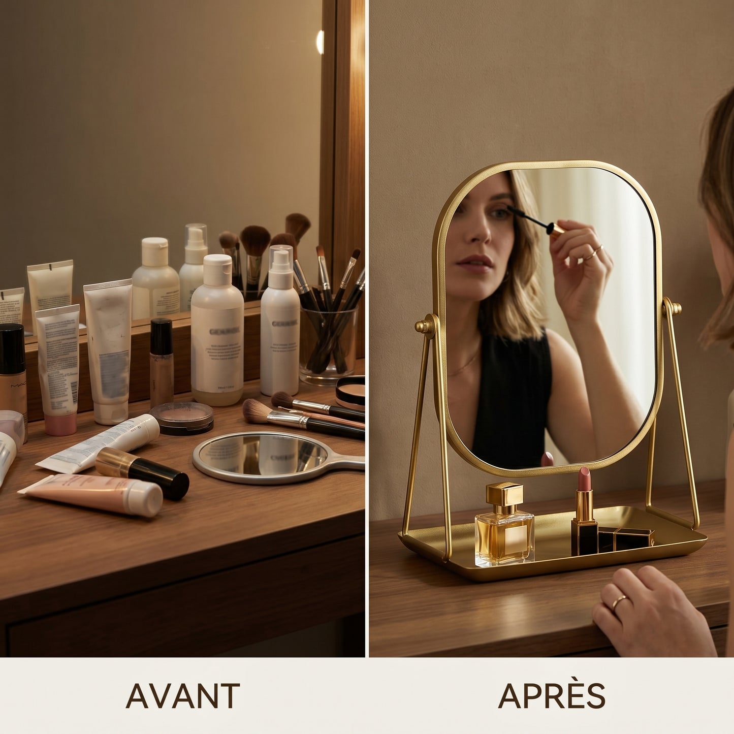 Miralune – Miroir Coiffeuse Doré Rétro