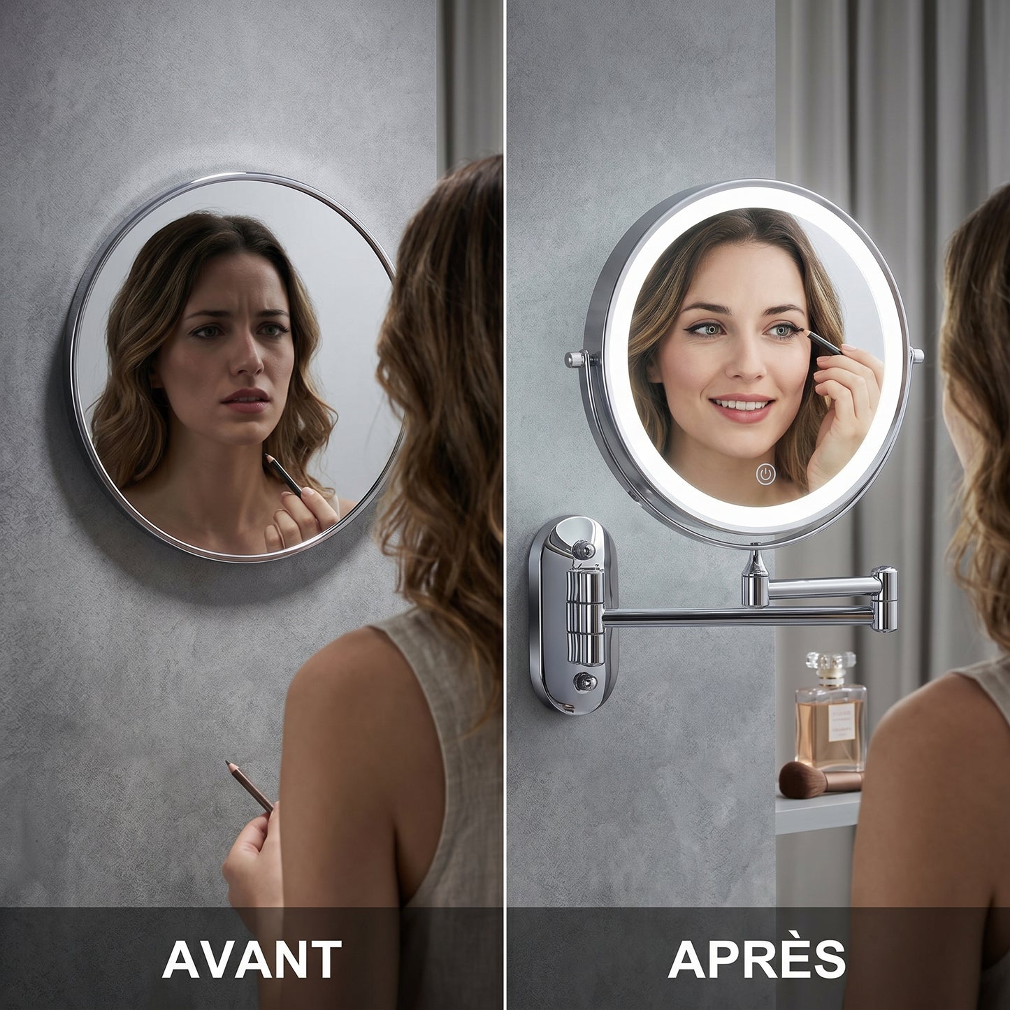 Lumivara – Miroir Grossissant Lumineux LED Mural