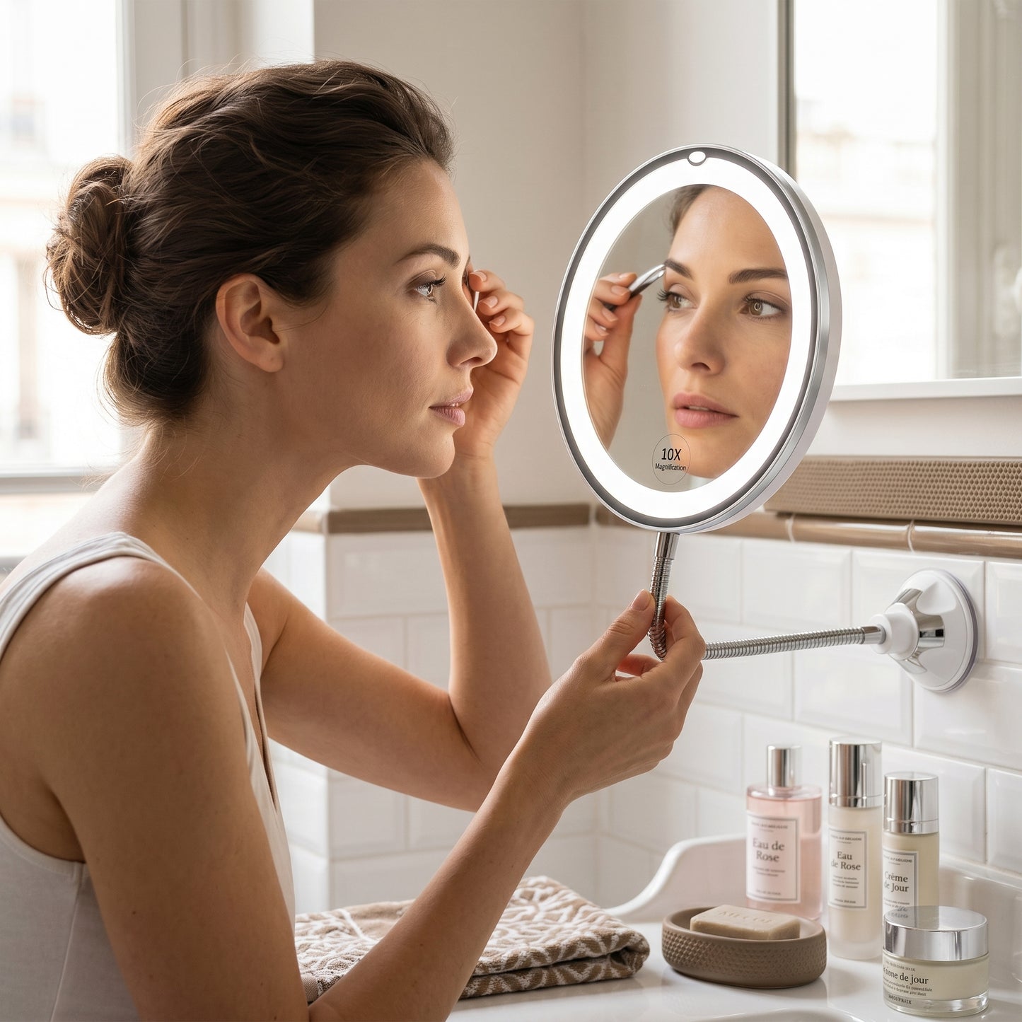 Clarévo – Miroir Grossissant LED à Ventouse