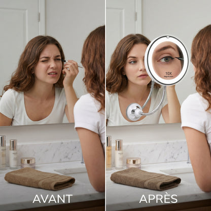 Clarévo – Miroir Grossissant LED à Ventouse