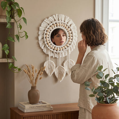 Bohriva – Miroir Mural Macramé Bohème