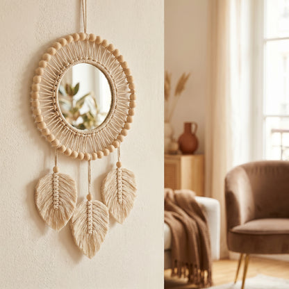 Bohriva – Miroir Mural Macramé Bohème