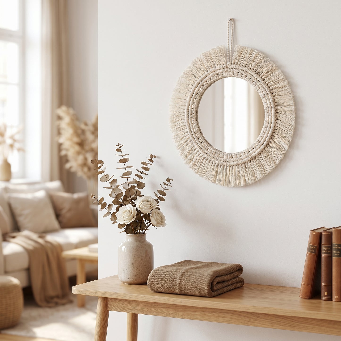 Bohriva – Miroir Mural Macramé Bohème