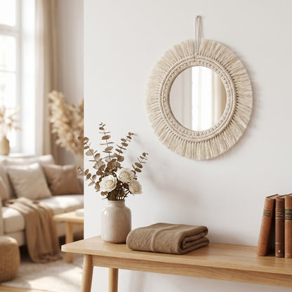Bohriva – Miroir Mural Macramé Bohème
