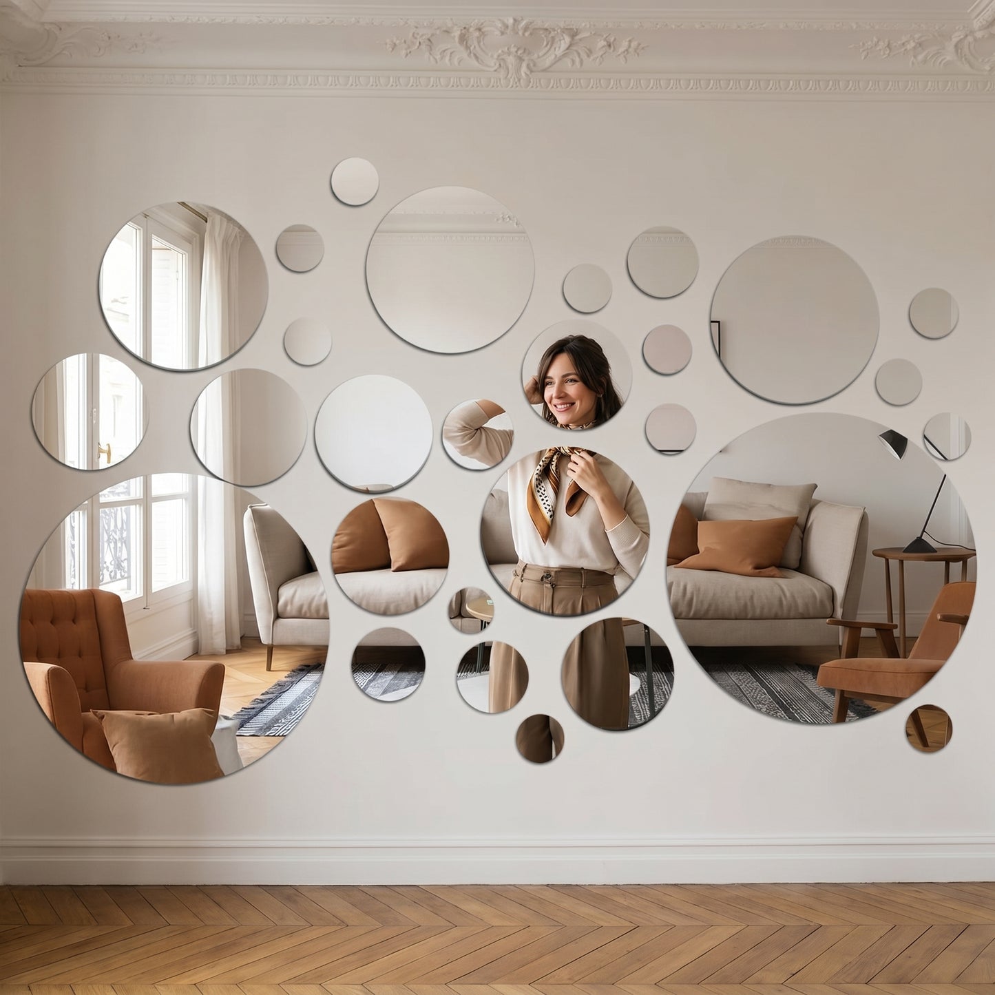 Reflexio – Miroir Mural Adhésif Rond Acrylique 32 Pièces