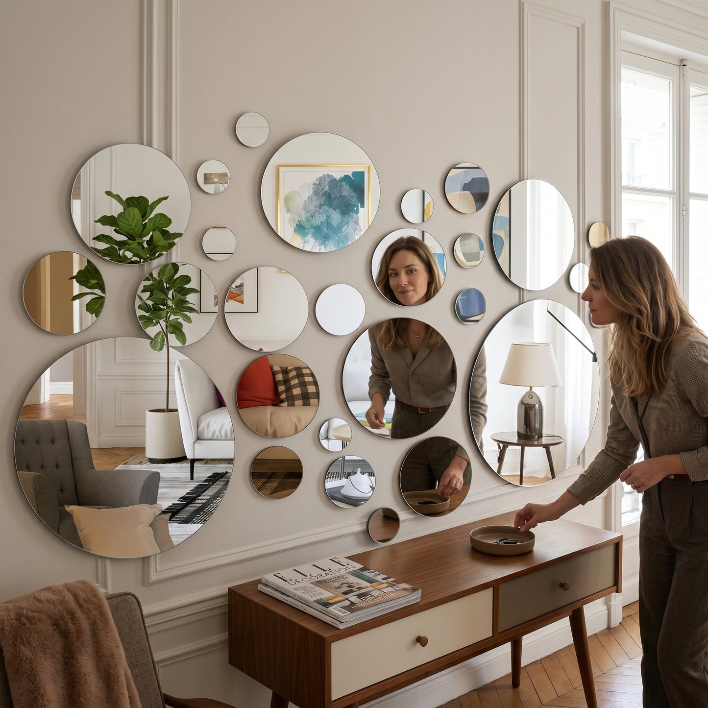 Reflexio – Miroir Mural Adhésif Rond Acrylique 32 Pièces
