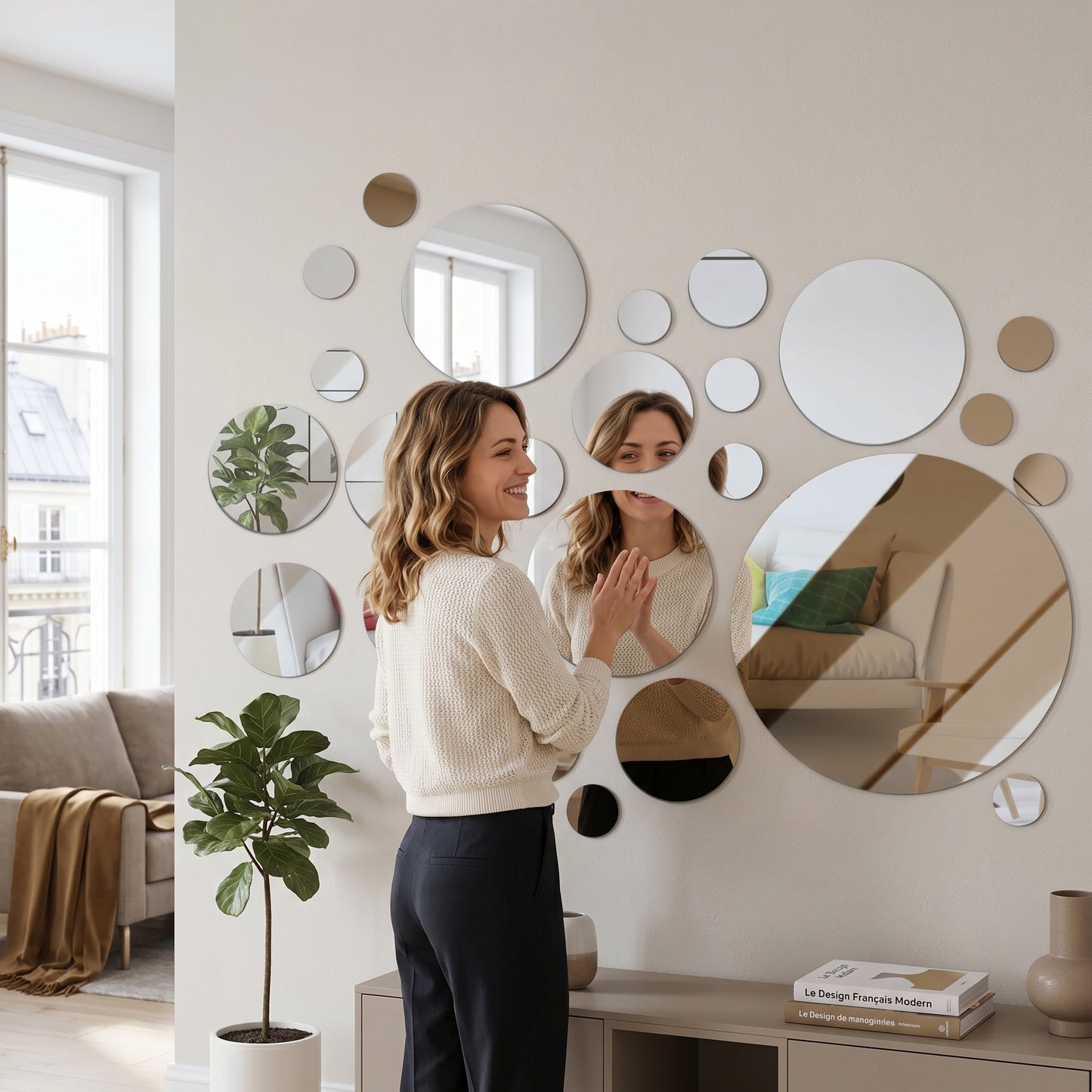 Reflexio – Miroir Mural Adhésif Rond Acrylique 32 Pièces