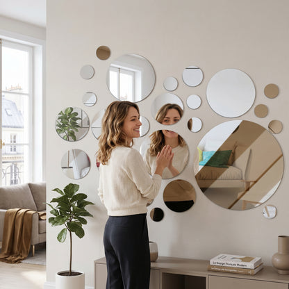 Reflexio – Miroir Mural Adhésif Rond Acrylique 32 Pièces