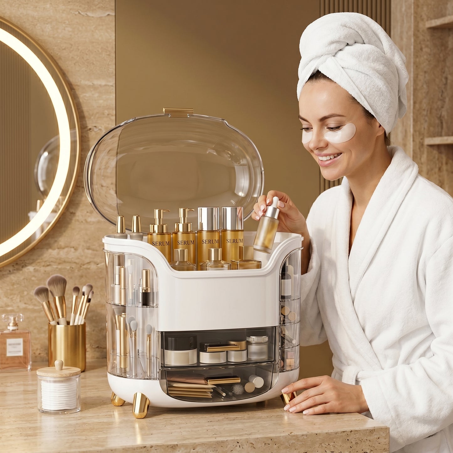 Glorvex – Organisateur Maquillage Boîte de Rangement Cosmétiques