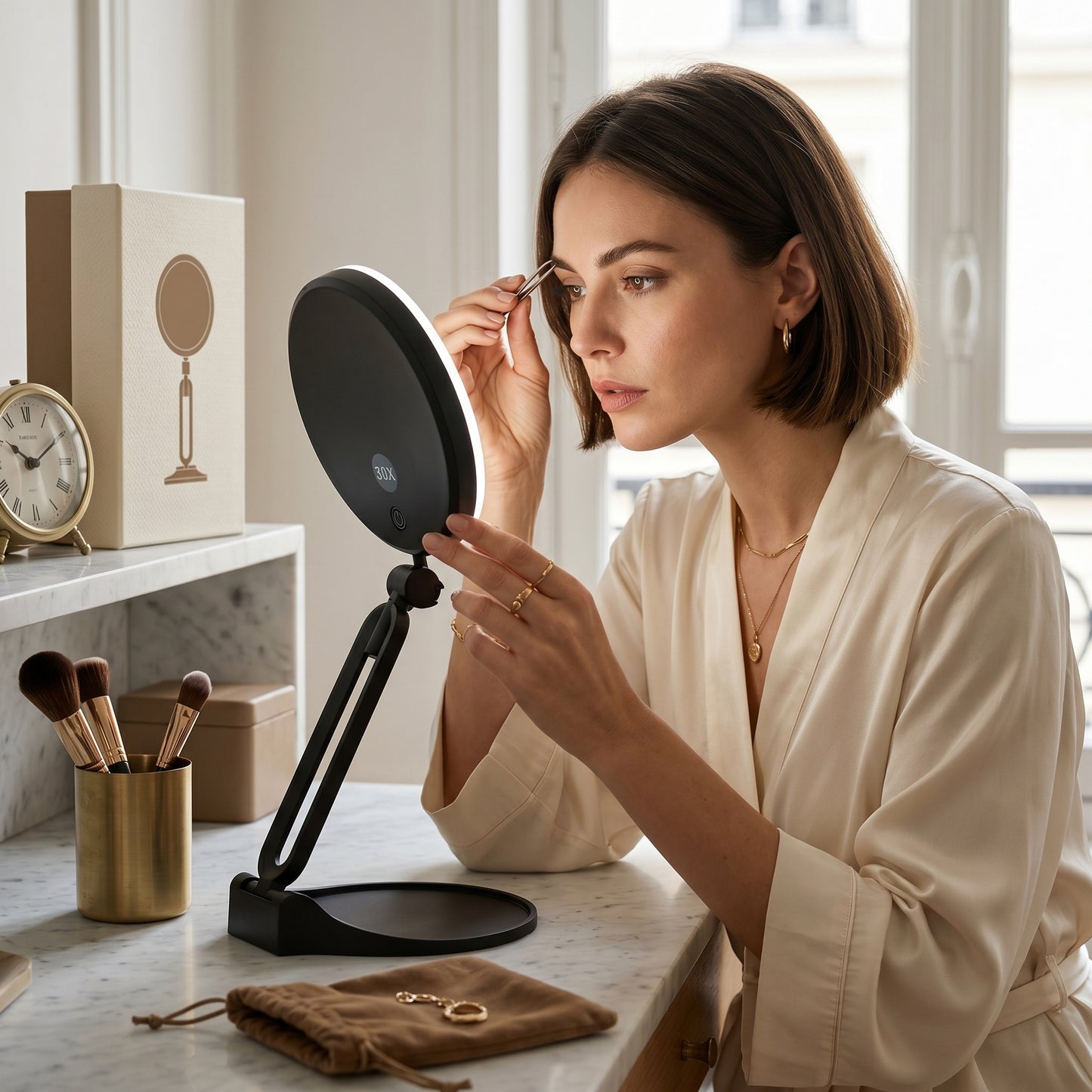 Miravox – Miroir de Maquillage LED Double Face Grossissant