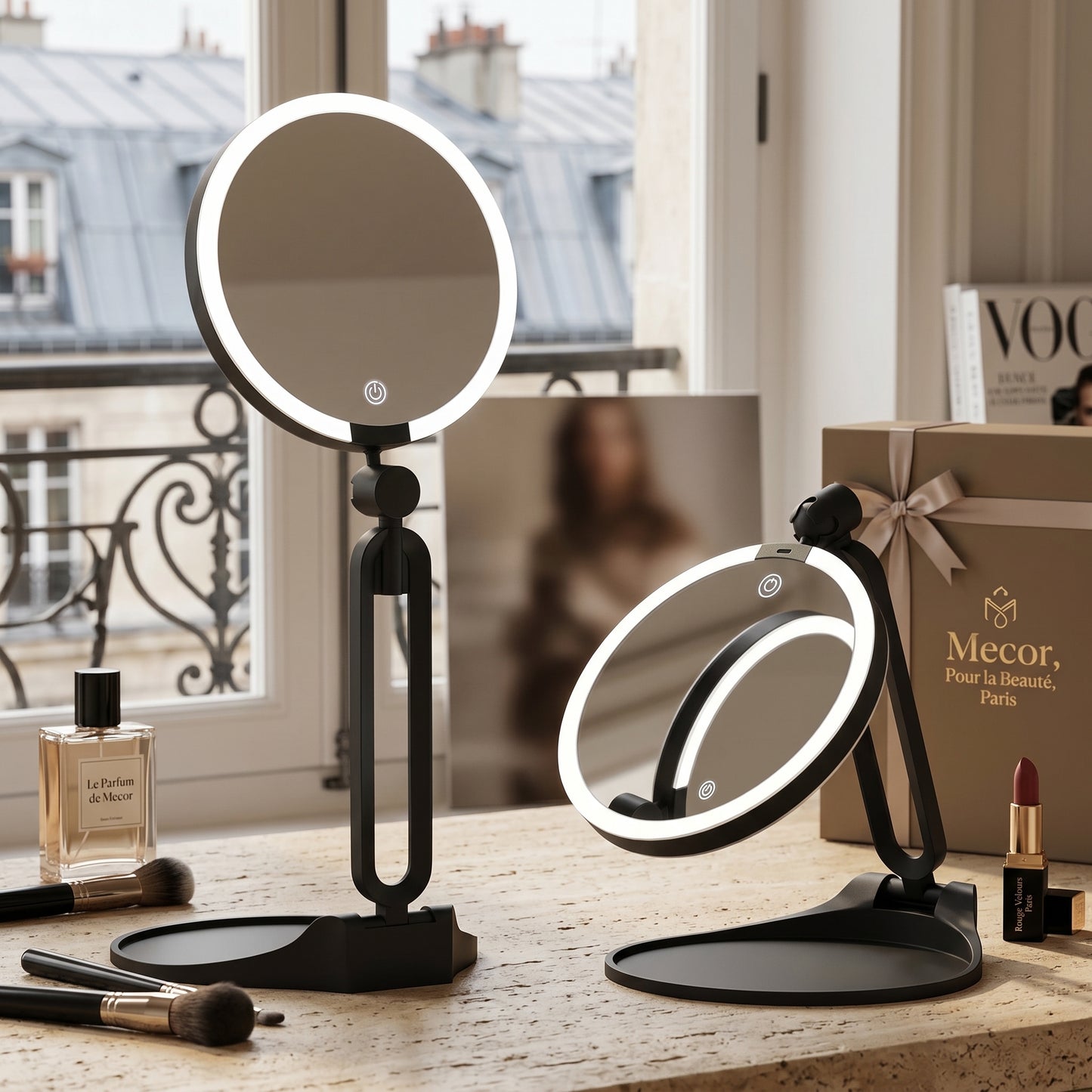 Miravox – Miroir de Maquillage LED Double Face Grossissant
