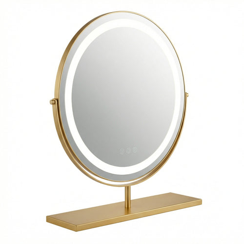 Miroir de Table LED Doré Élégant