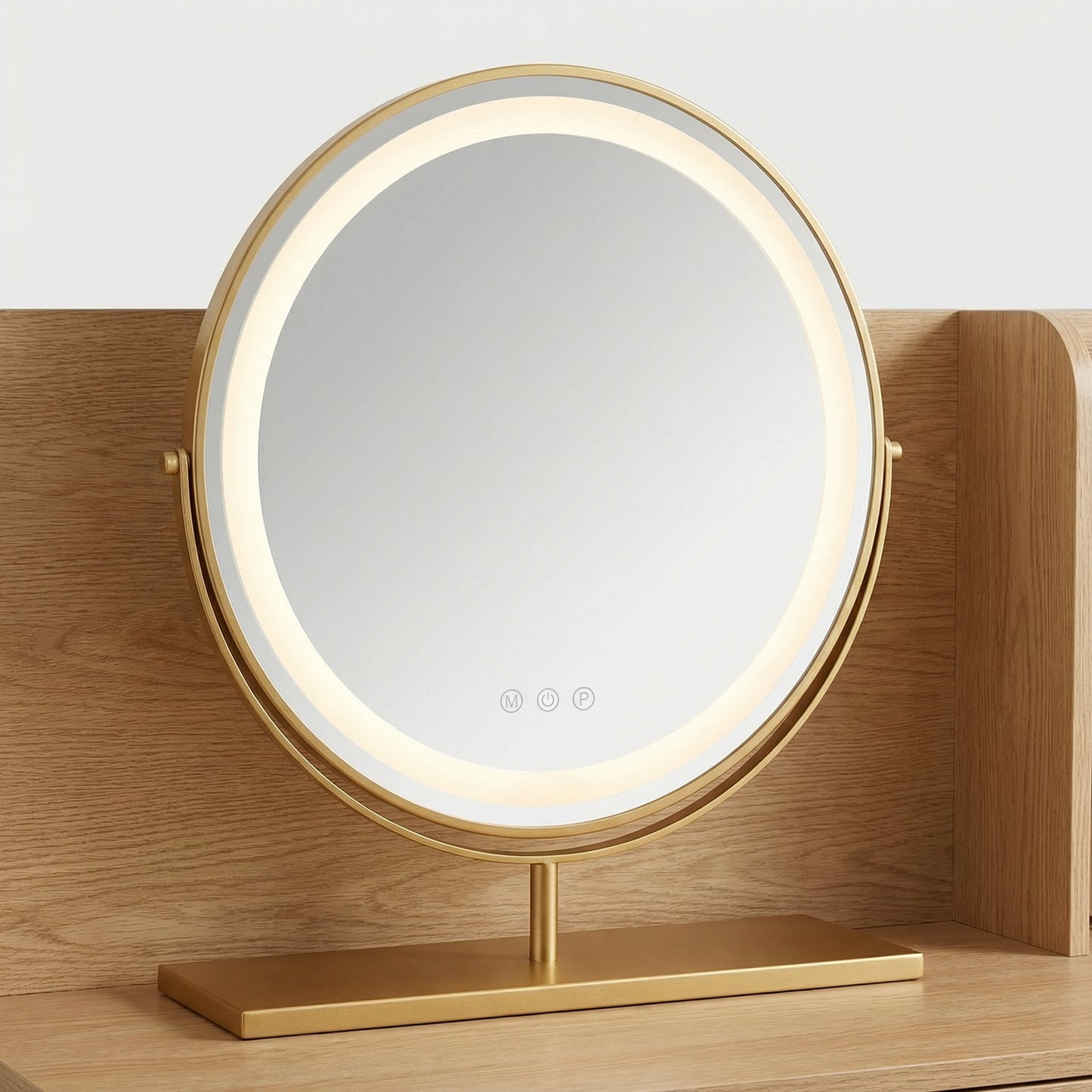 Miroir de Table LED Doré Élégant