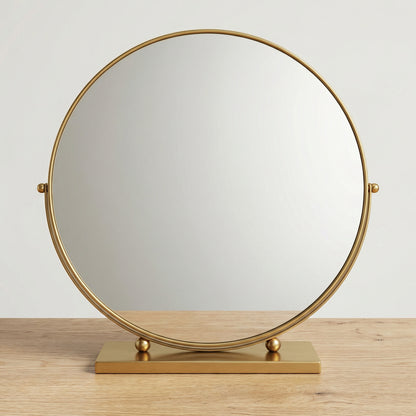 Miroir de Table Rond Doré Élégant