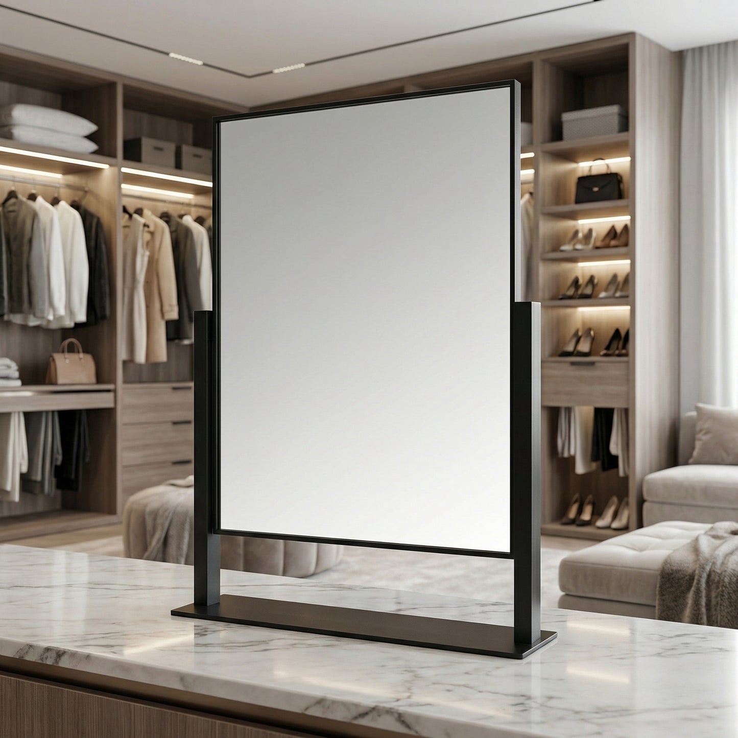 Miroir de Table Classique Noir Mat