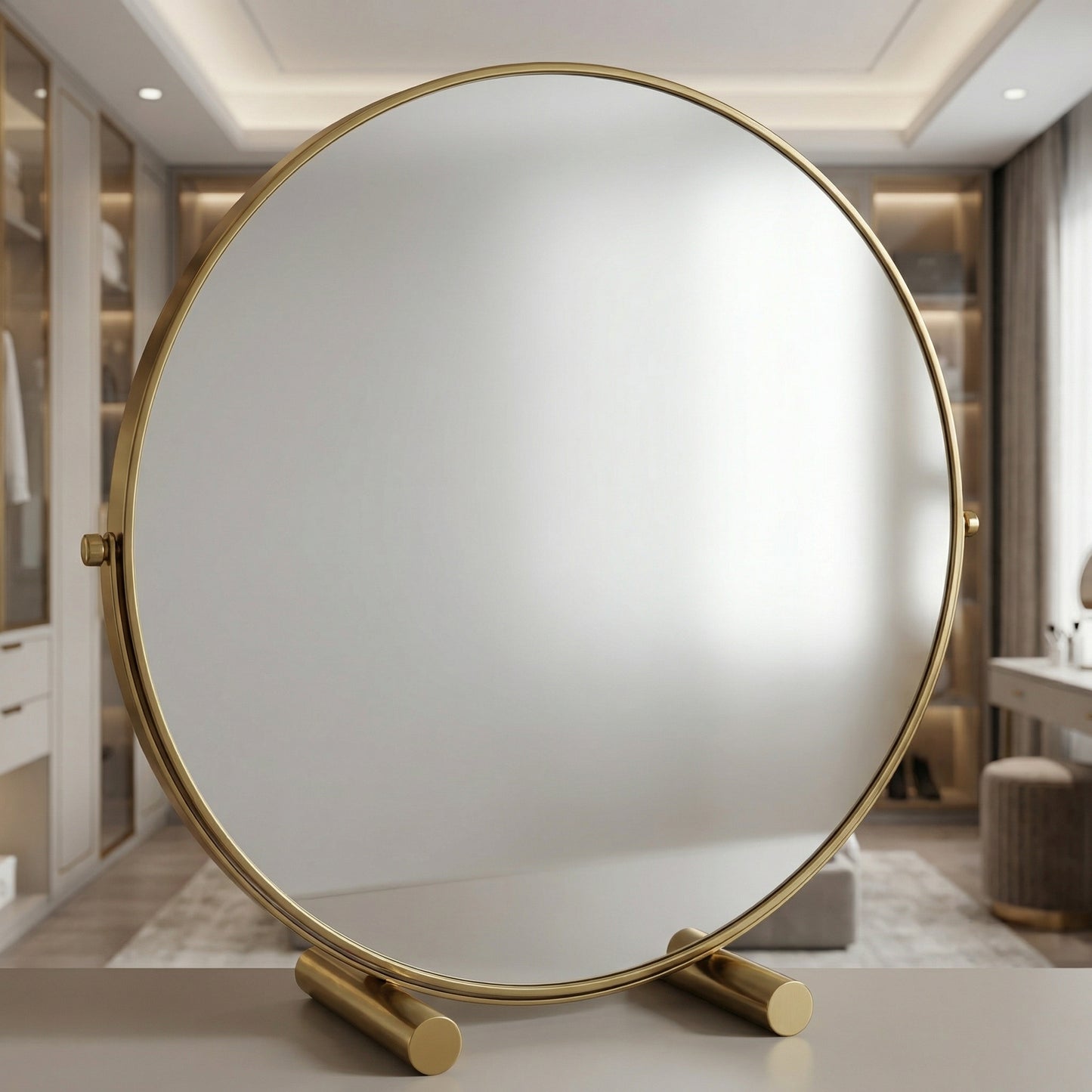 Miroir de Table Rond Or Classique
