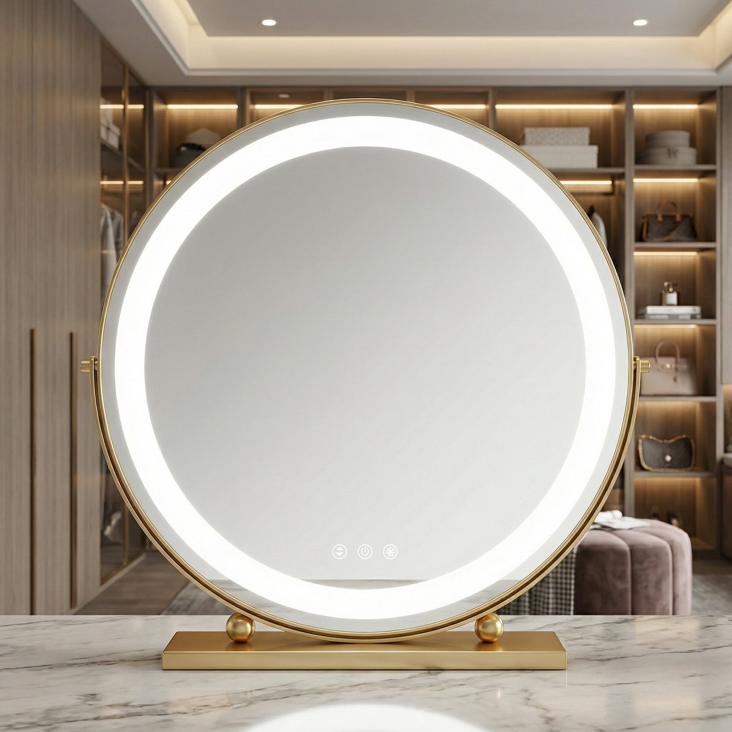 Miroir Hollywood LED Rotatif Or