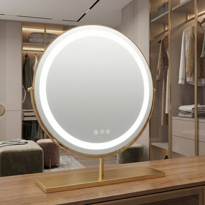 Miroir de Table LED Doré Élégant