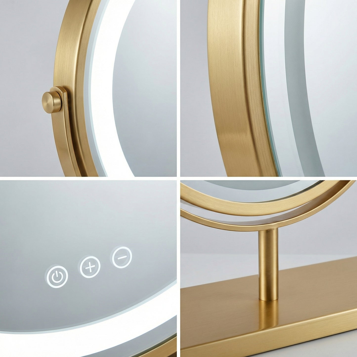 Miroir de Table LED Doré Élégant